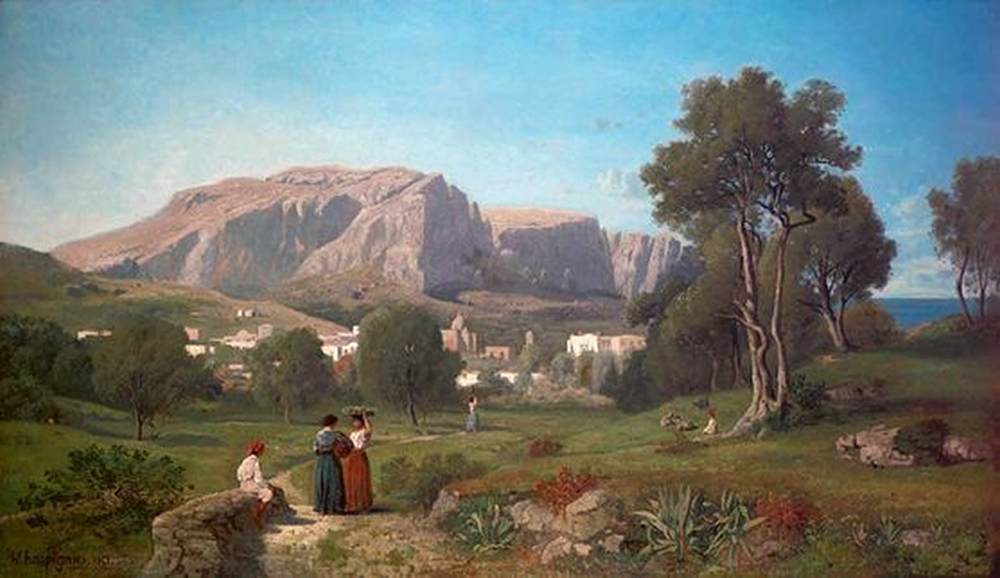 View of the Island of Capri by HARPIGNIES, Henri-Joseph