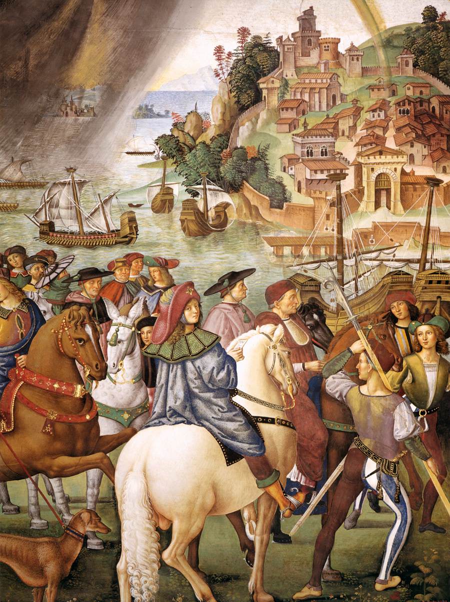 No. 1: Enea Piccolomini Leaves for the Council of Basel (detail) by PINTURICCHIO