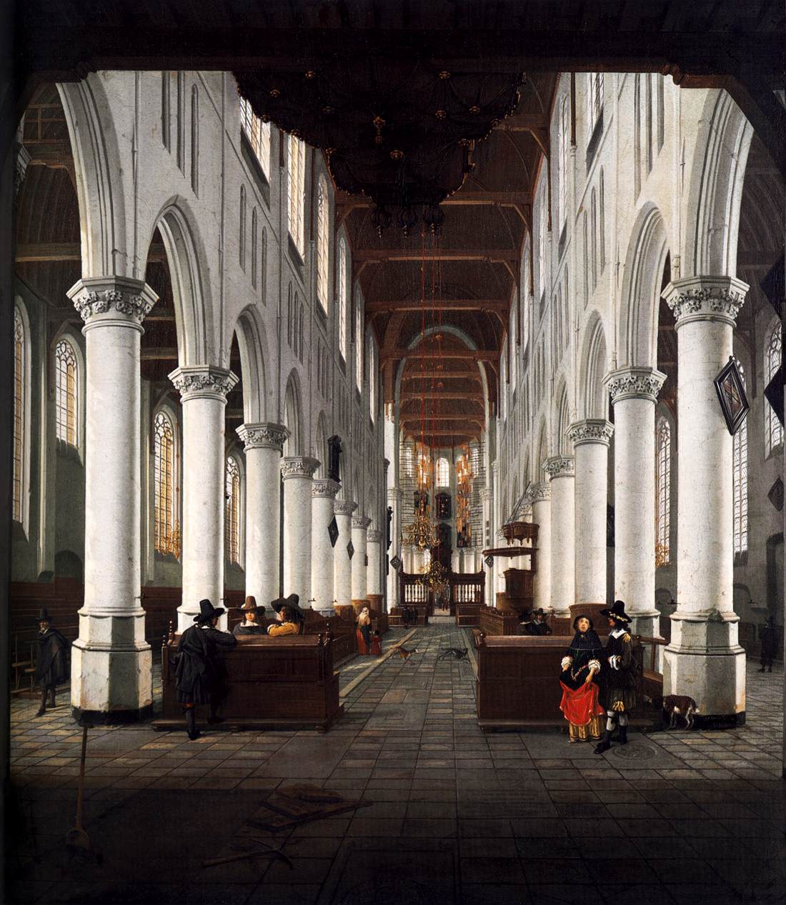 Interior of the Nieuwe Kerk, Delft, from beneath the Organ Loft at the Western Entrance by