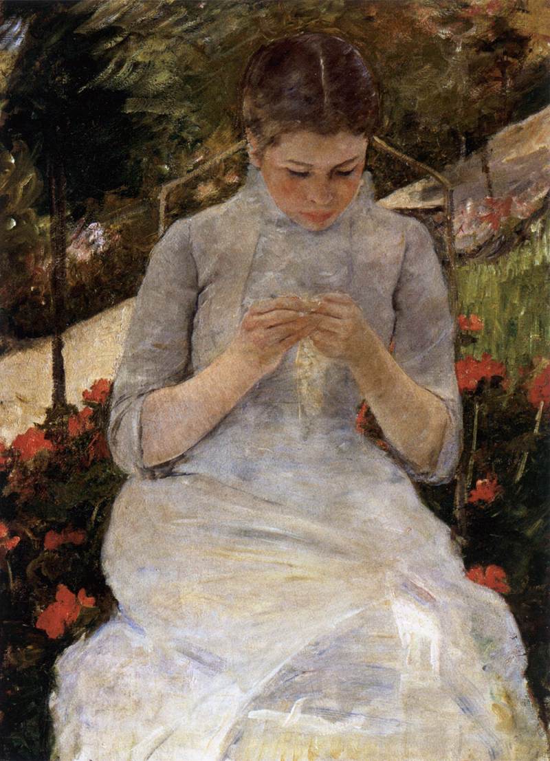 Woman with Needlework by CASSATT, Mary