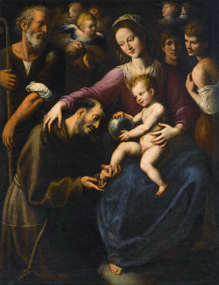 The Holy Family with St Francis of Assisi by SANTAFEDE, Fabrizio