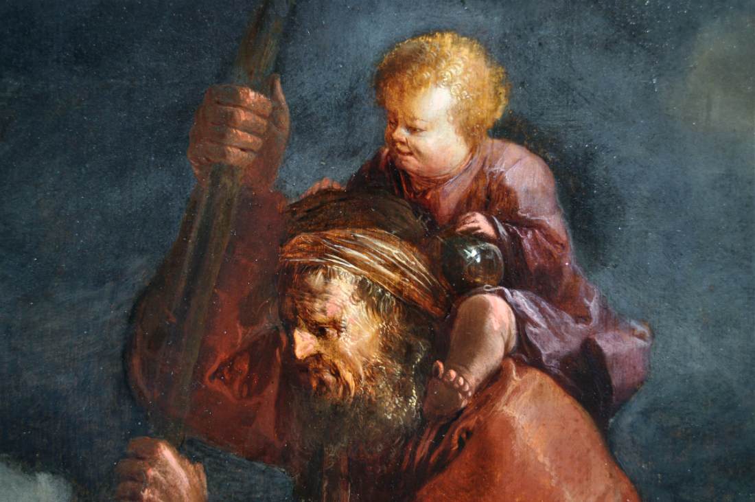 St Christopher Carrying the Christ Child (detail) by VENNE, Jan van de