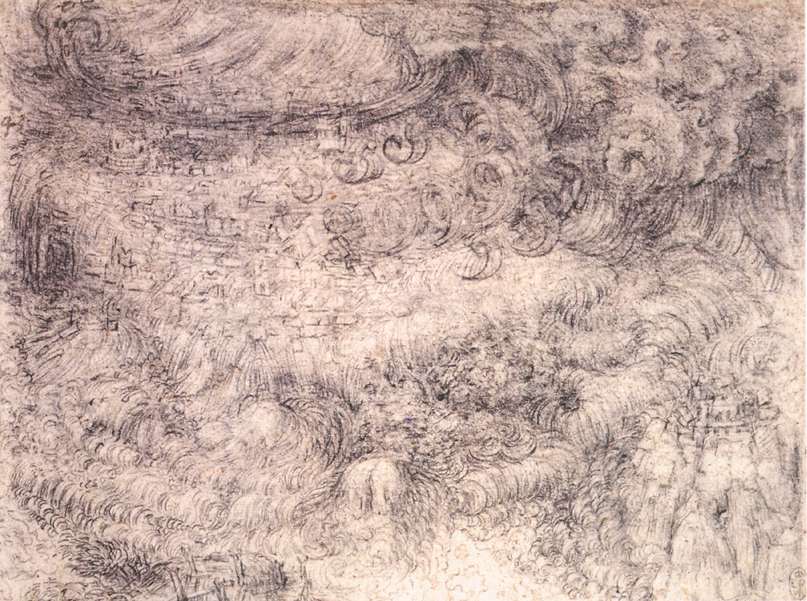 Deluge over a city by LEONARDO da Vinci