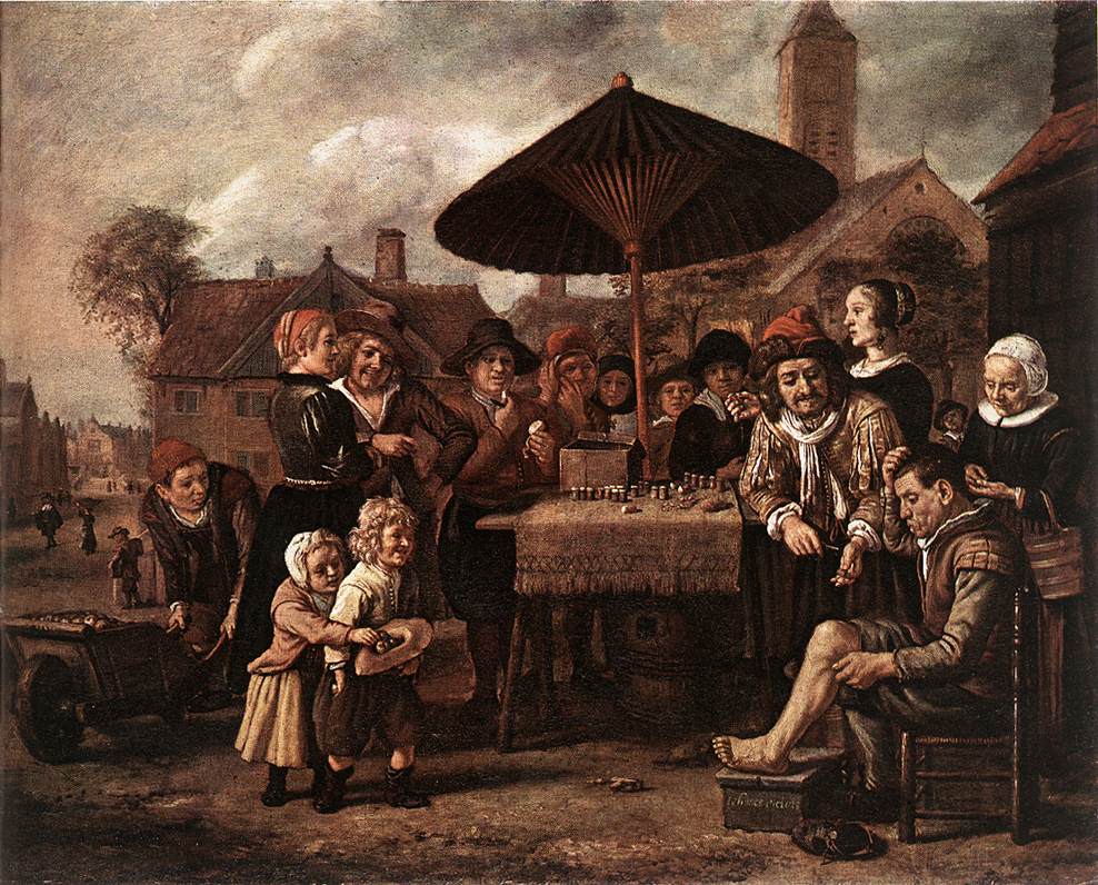 Market Scene with a Quack at his Stall by VICTORS, Jan