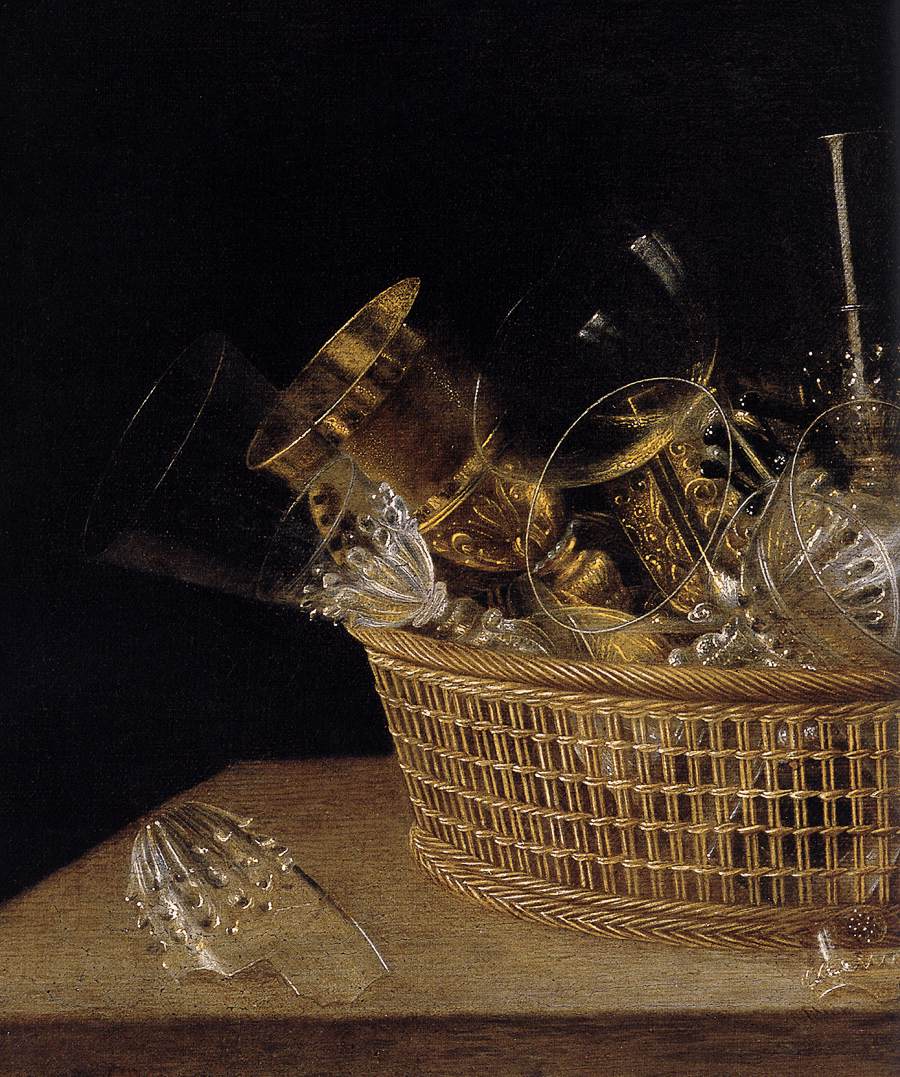 Still-Life of Glasses in a Basket (detail) by