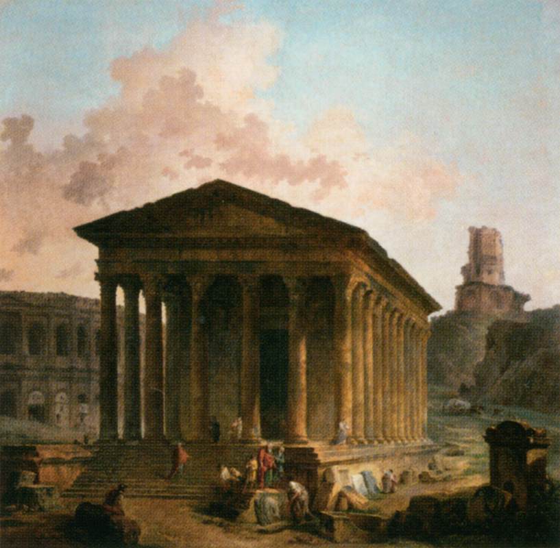 The Maison Carrée, the Arenas and the Magne Tower in Nimes by ROBERT, Hubert