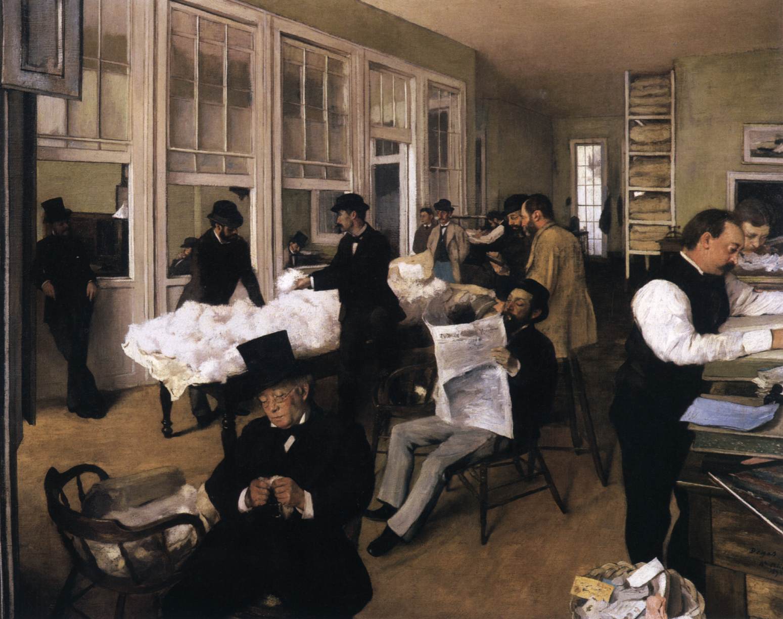 The Cotton Exchange in New Orleans by DEGAS, Edgar