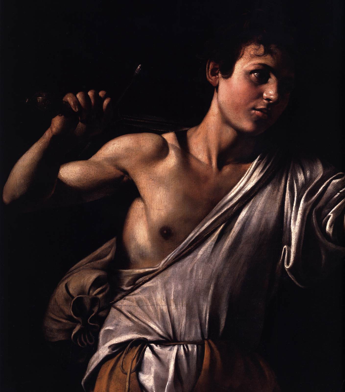 David with the Head of Goliath (detail) by CARAVAGGIO