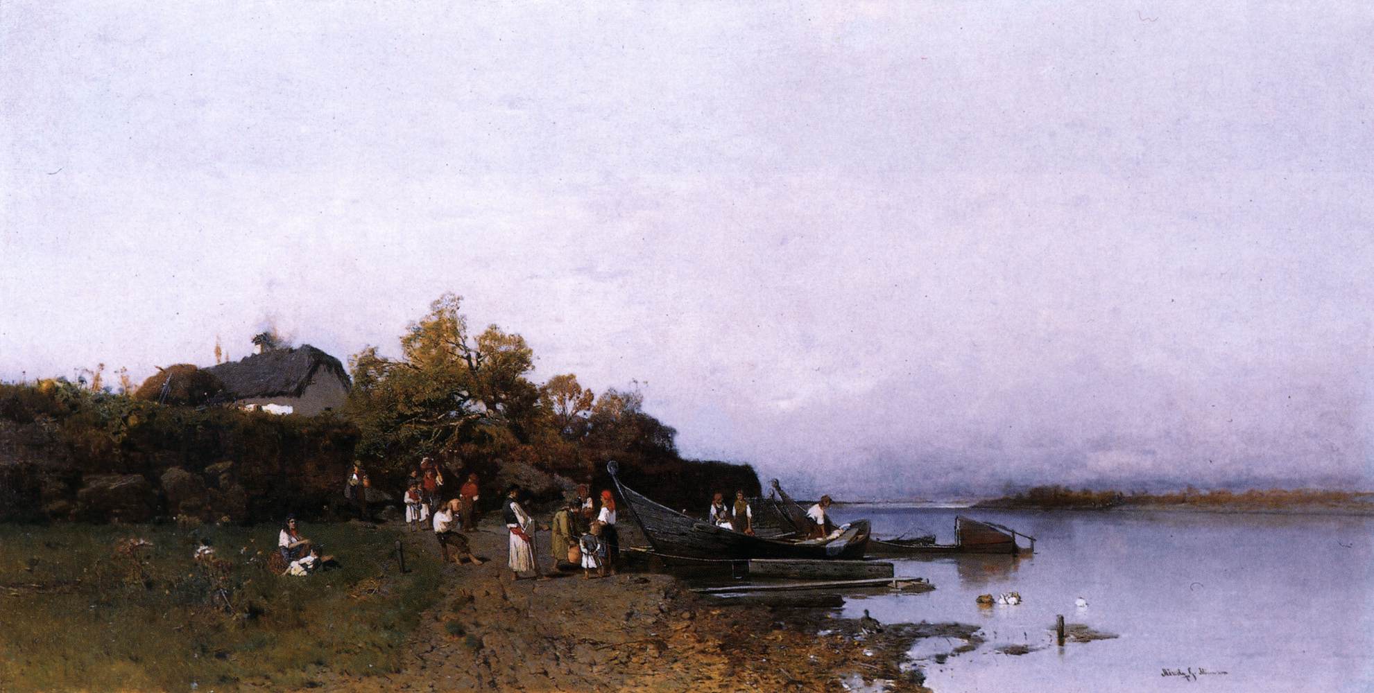 Fishermen's Ferry at the River Tisza by MÉSZÖLY, Géza