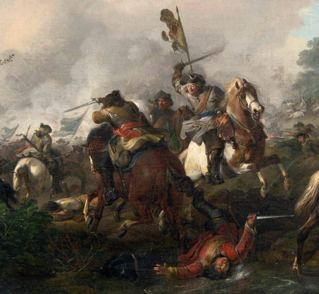 Cavalry Battle, with a Town Beyond (detail) by HUCHTENBURG, Jan van