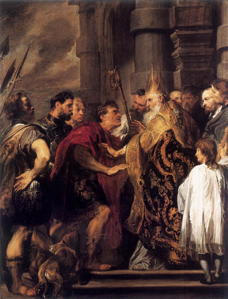 Emperor Theodosius Forbidden by St Ambrose To Enter Milan Cathedral by DYCK, Sir Anthony van