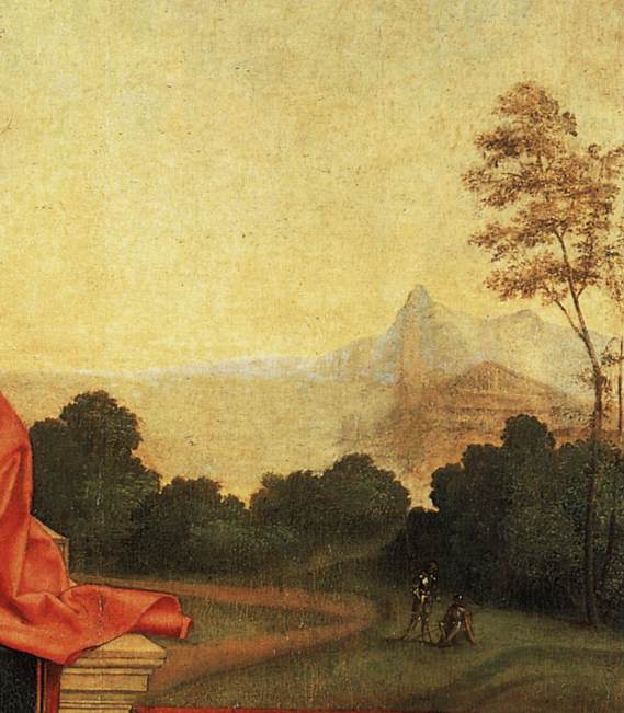 Madonna and Child Enthroned between St Francis and St Liberalis (detail) by GIORGIONE