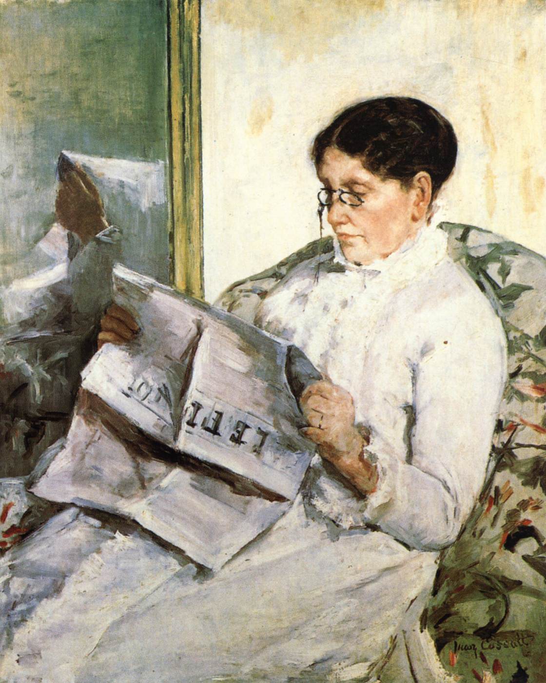 "Reading "Le Figaro" by CASSATT, Mary