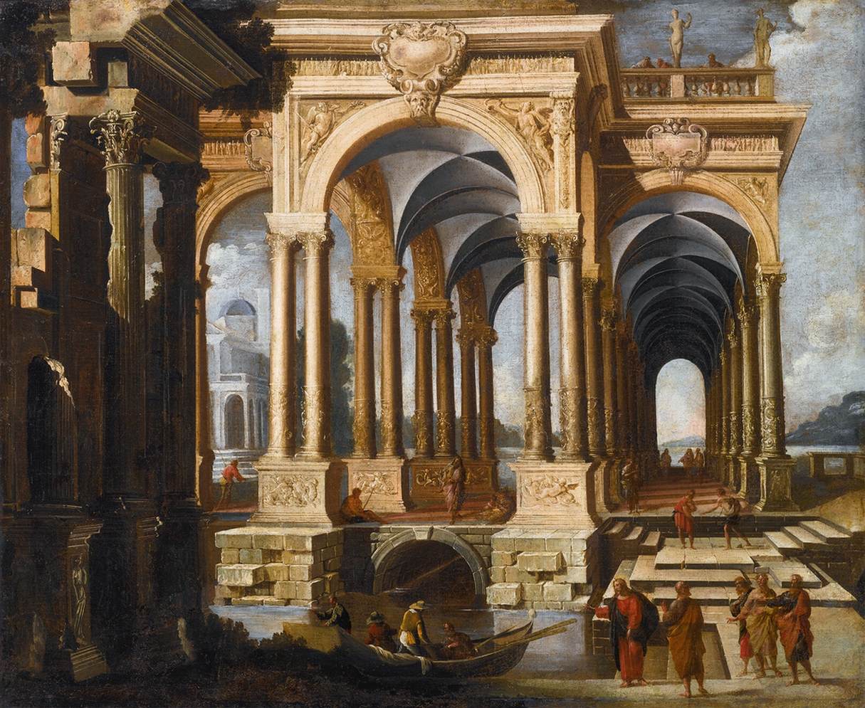 Architectural Capriccio with Christ and Disciples by