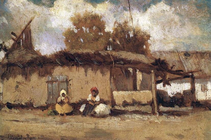 In Front of a Peasant House by MÉSZÖLY, Géza