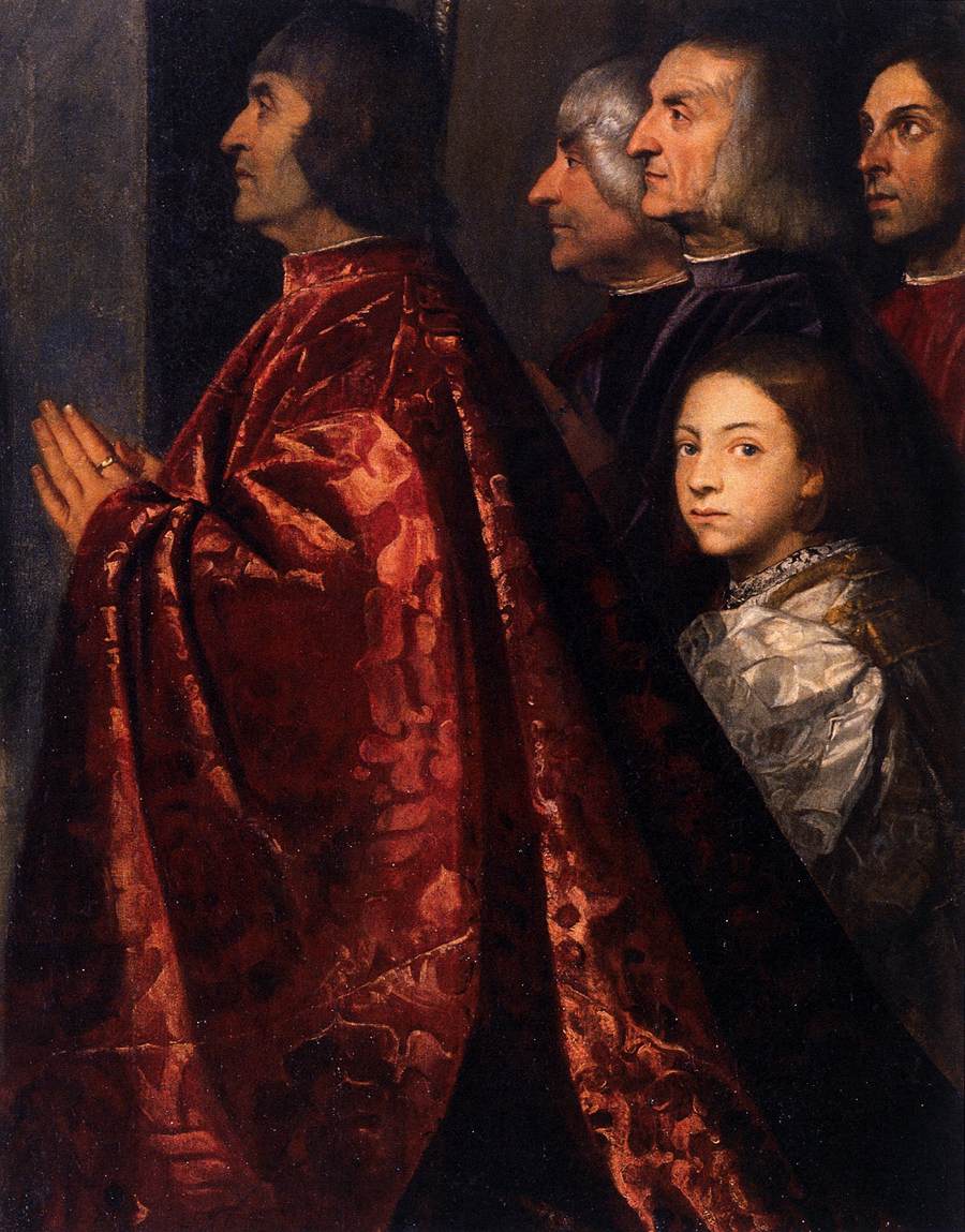 Madonna with Saints and Members of the Pesaro Family (detail) by TIZIANO Vecellio