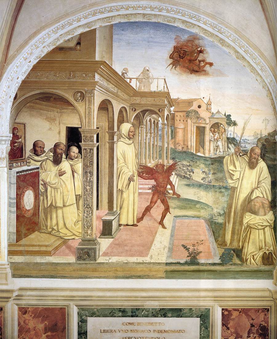 Life of St Benedict, Scene 13: Benedict Frees a Monk by SODOMA, Il