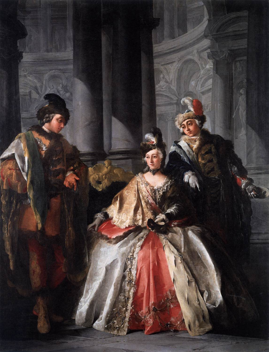 Three Figures Dressed for a Masquerade by LE LORRAIN, Louis-Joseph