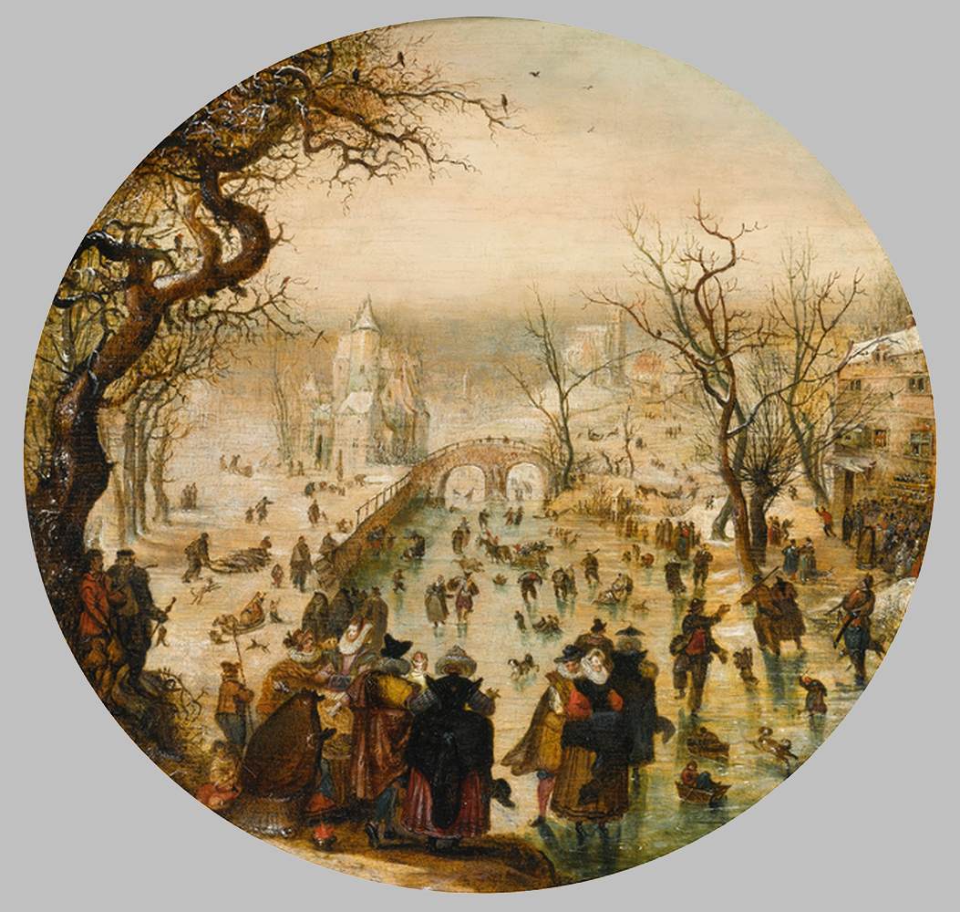 Winter Landscape with Elegant Figures by