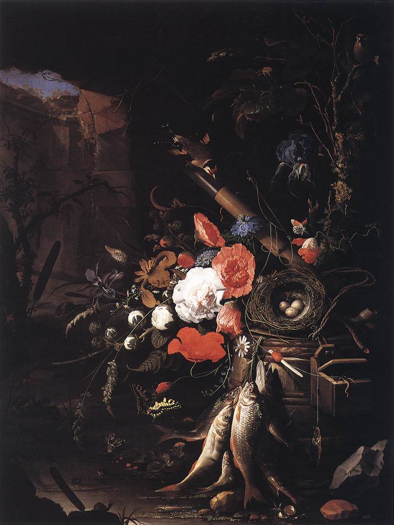 Still-Life with Fishes and Bird Nest by MIGNON, Abraham