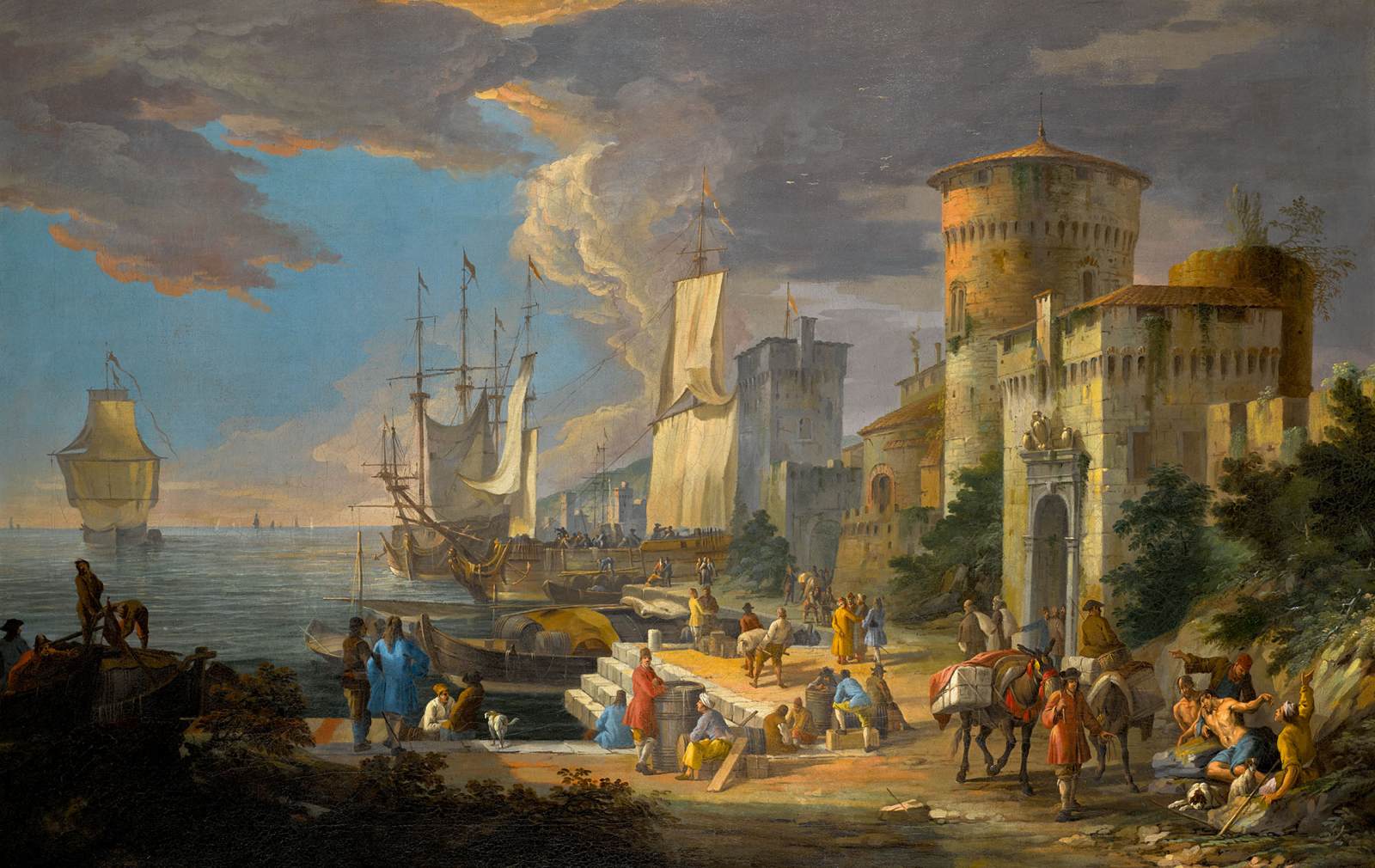 A Mediterranean Port Scene by