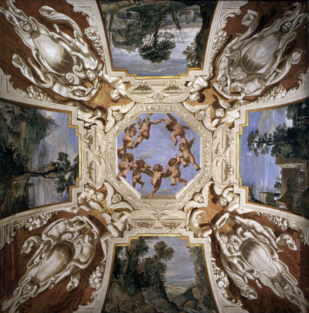 Ceiling painting (detail) by