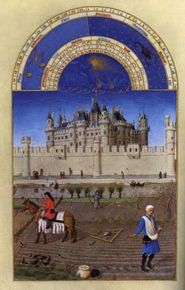 Les très riches heures du Duc de Berry: Octobre (October) by LIMBOURG brothers (Herman, Jean, Paul)