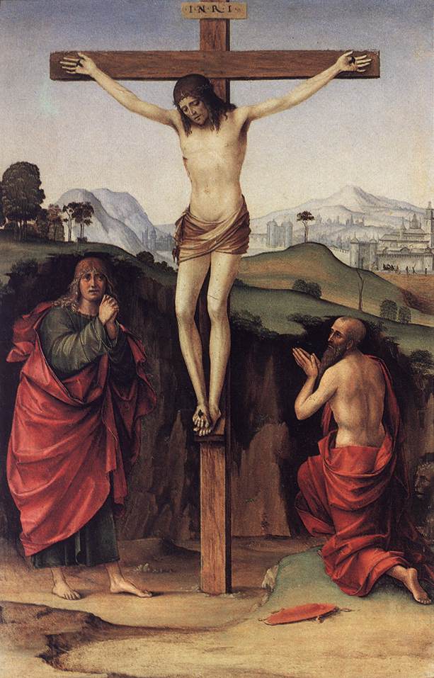 Crucifixion with Sts John and Jerome by FRANCIA, Francesco