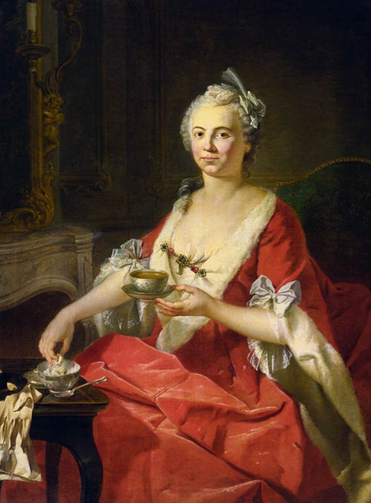 Portrait of a Woman Taking Tea by NONNOTTE, Donat