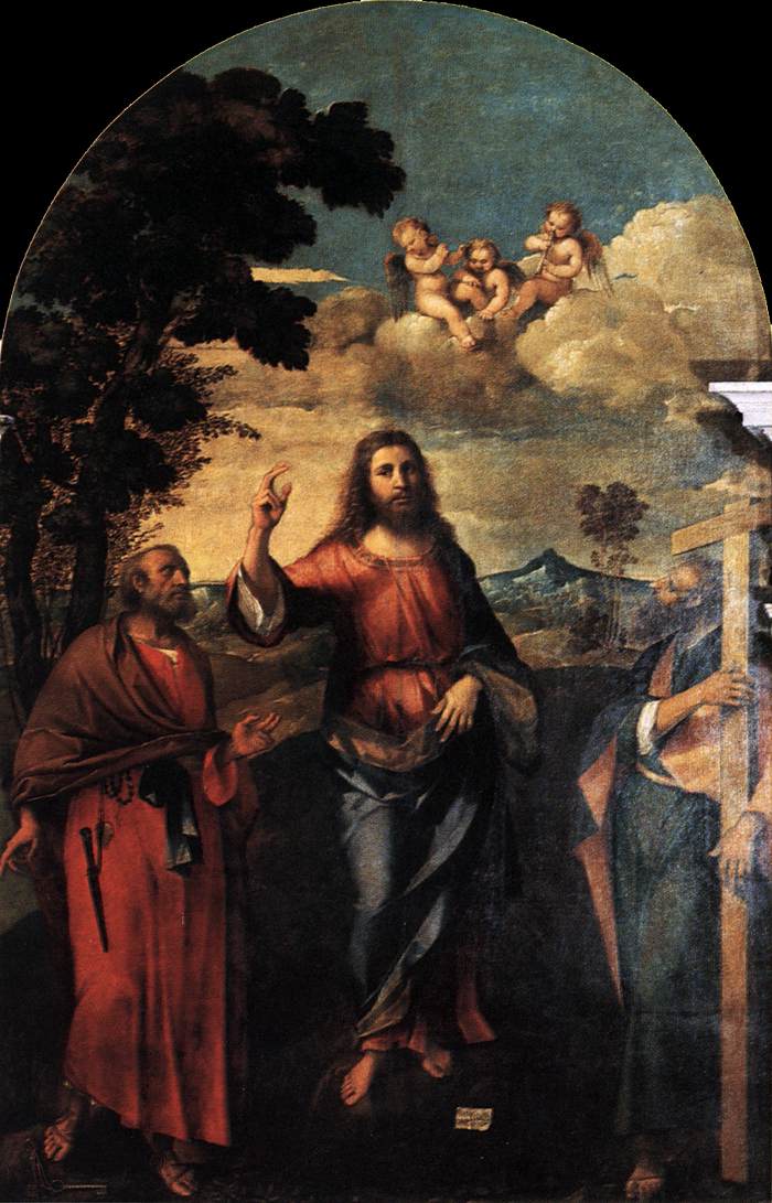 Christ between Sts Peter and Andrew by