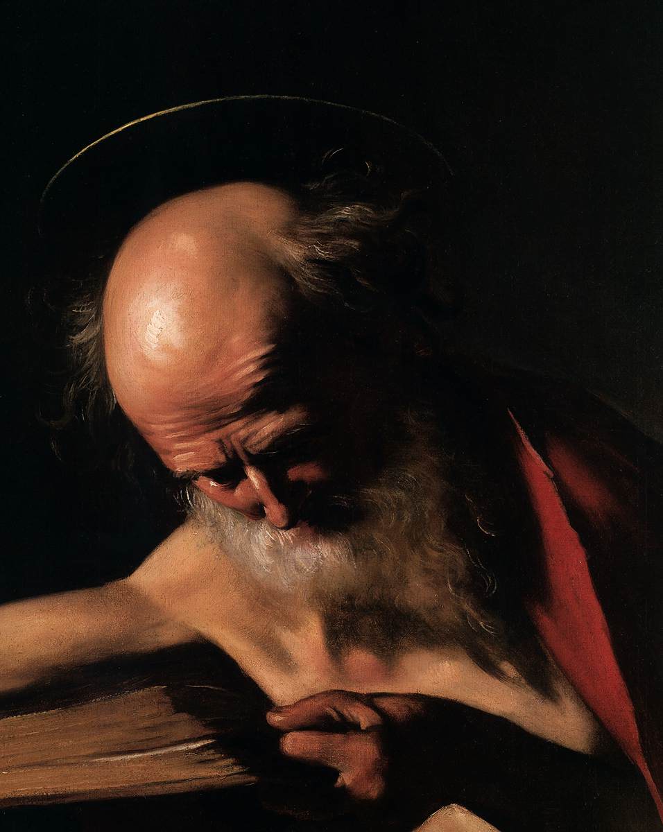 St Jerome (detail) by CARAVAGGIO