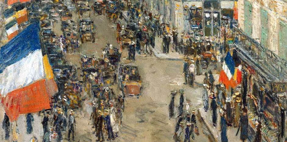 The 14th July, Rue Daunou (detail) by HASSAM, Childe