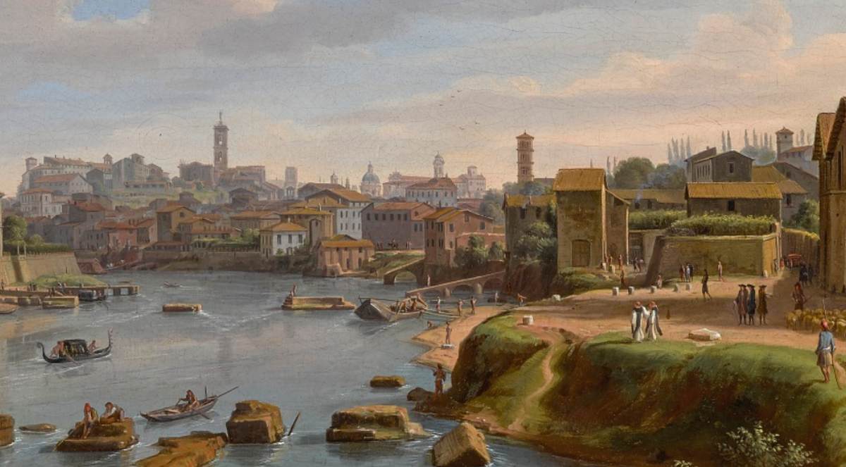 Rome: A View of the Port of Ripa Grande (detail) by WITTEL, Caspar Andriaans van