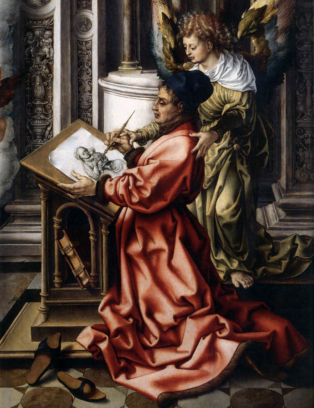 St Luke Drawing the Virgin (detail) by