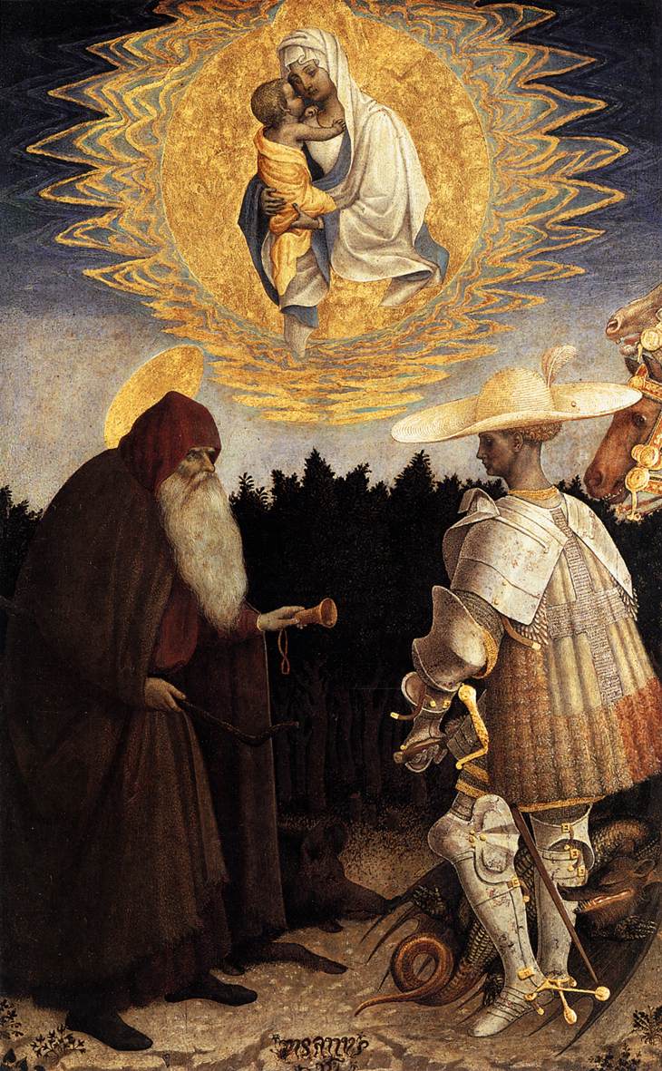 Apparition of the Virgin to Sts Anthony Abbot and George by PISANELLO