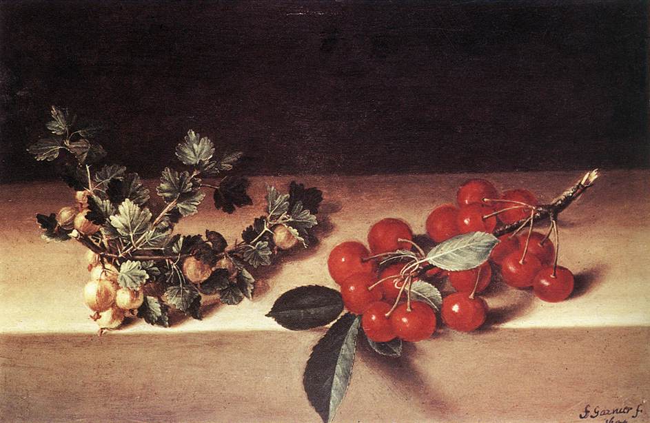 Cherries and Gooseberries on a Table by