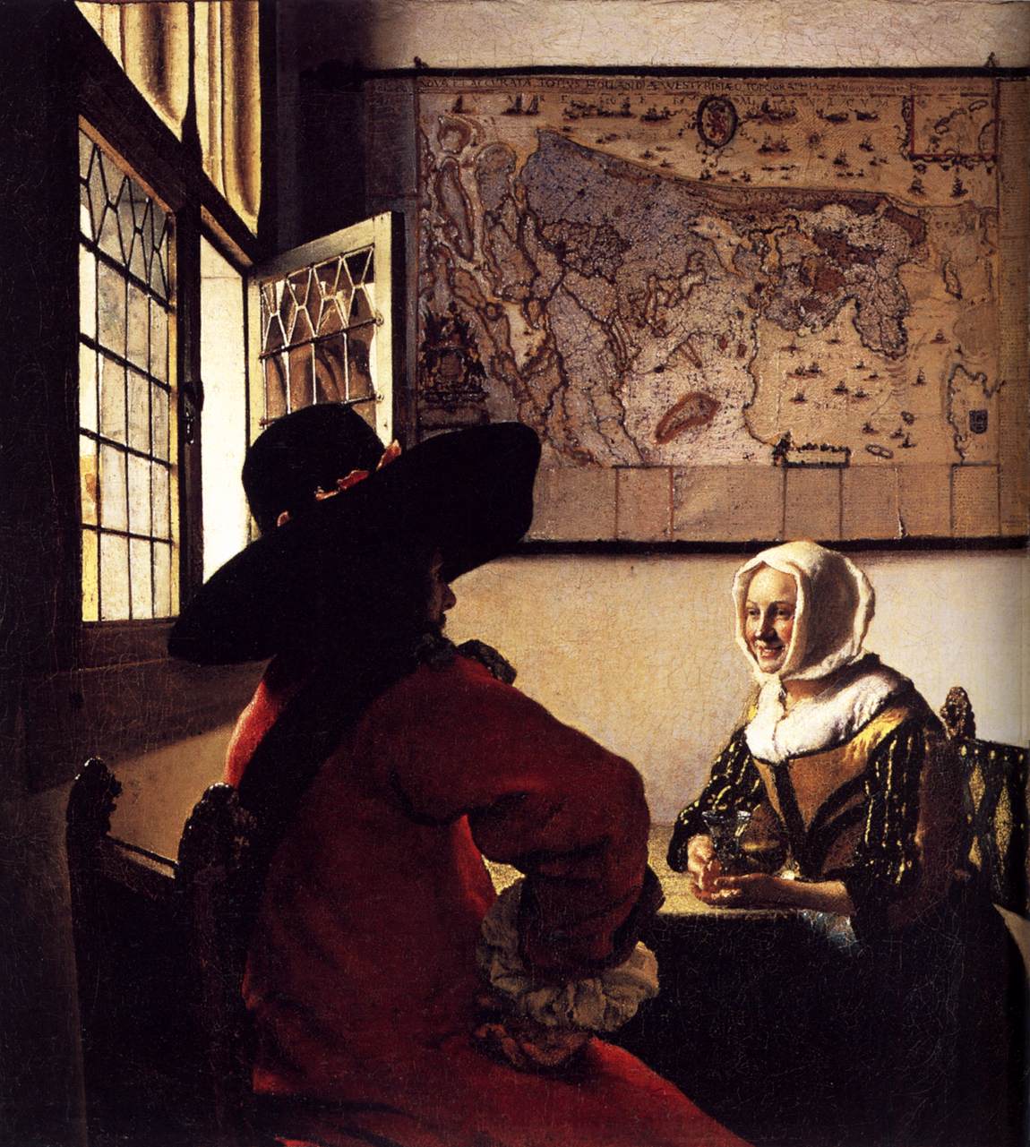 Officer with a Laughing Girl by VERMEER, Johannes