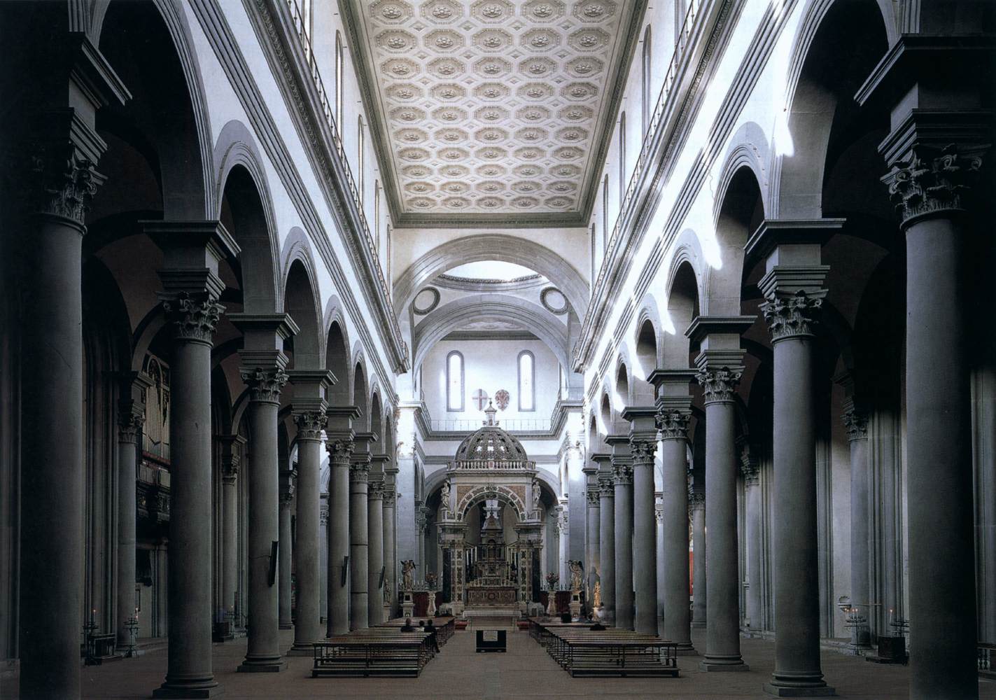 Santo Spirito: View of the nave and choir by BRUNELLESCHI, Filippo