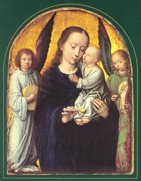 Mary and Child with two Angels Making Music by DAVID, Gerard