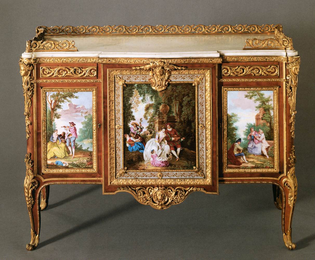 Commode with Five Porcelain Plaques by CARLIN, Martin