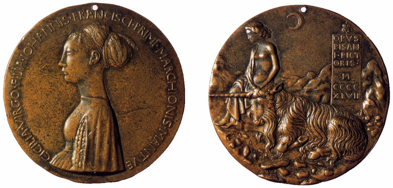 Medal of Cecilia Gonzaga (obverse and reverse) by PISANELLO