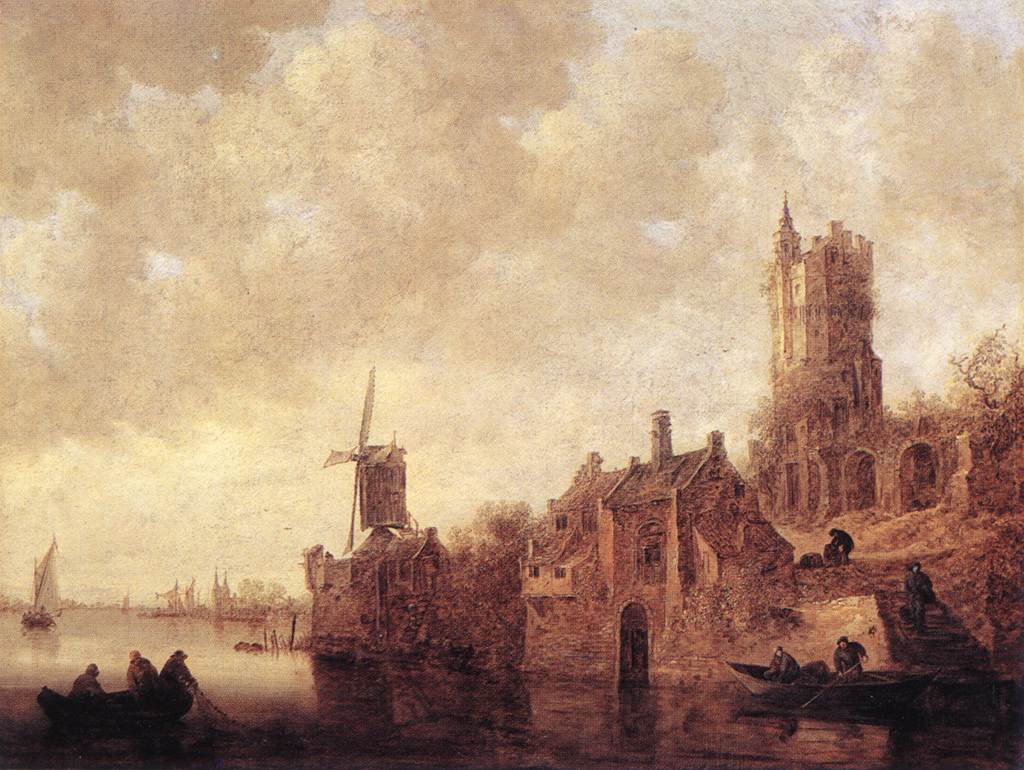 River Landscape with a Windmill and a Ruined Castle by GOYEN, Jan van