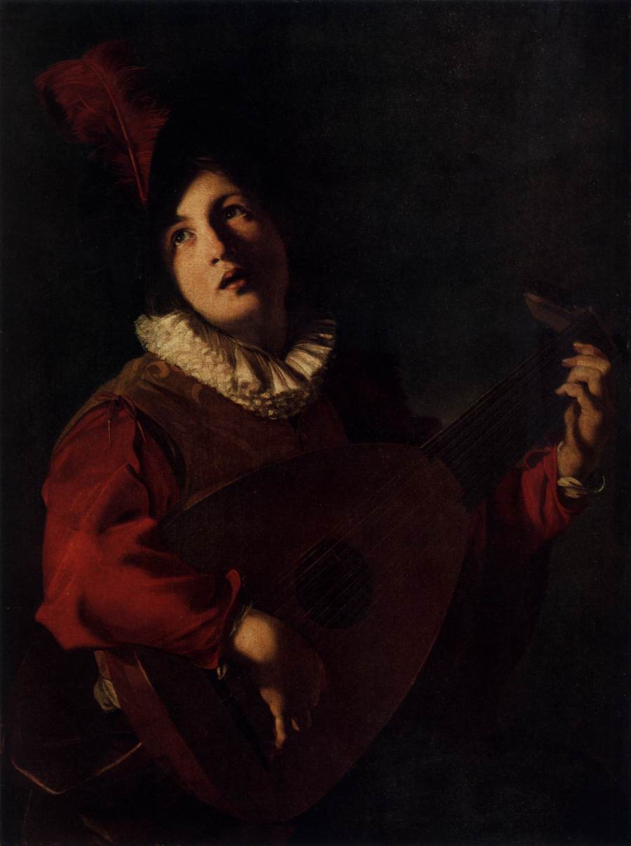 Lute Playing Young Man by MANFREDI, Bartolomeo