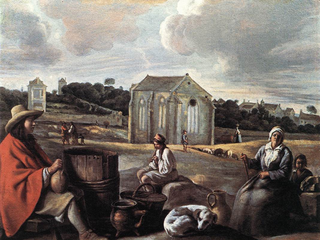 Landscape with Peasants and a Chapel by LE NAIN, Matthieu