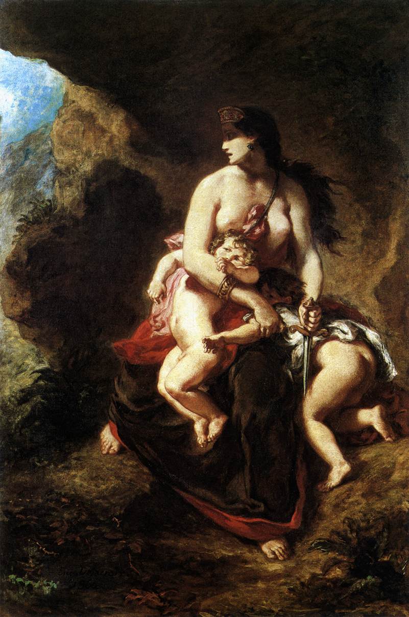 Medea about to Kill her Children by DELACROIX, Eugène