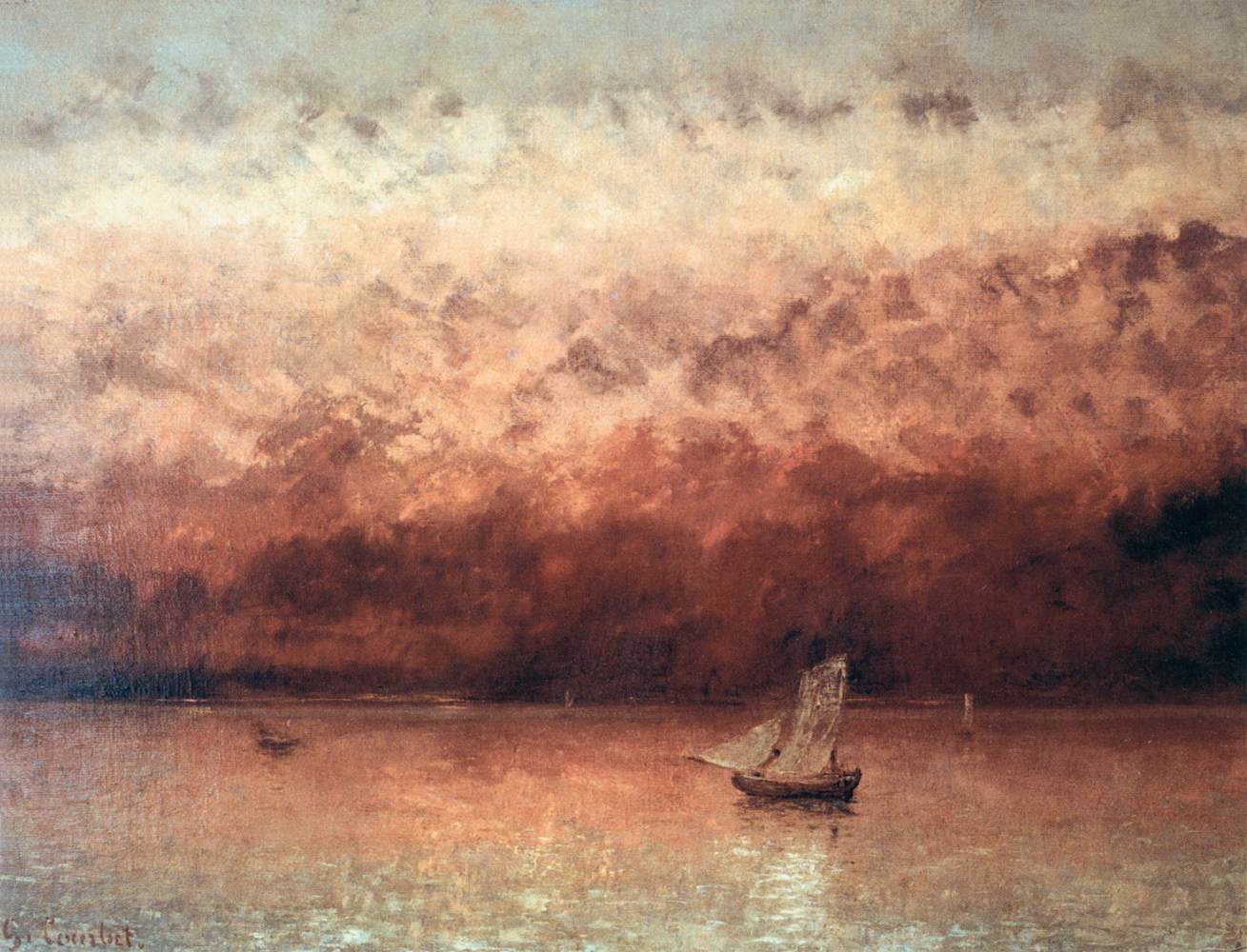 Sunset on Lake Geneva by COURBET, Gustave