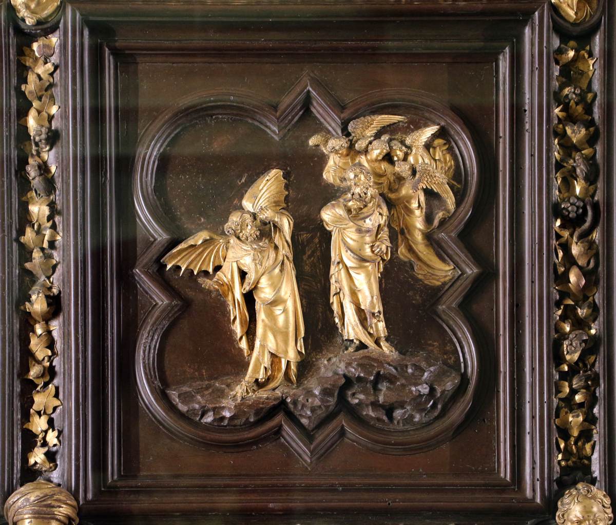 North doors panels: 6. Temptation of Christ by GHIBERTI, Lorenzo