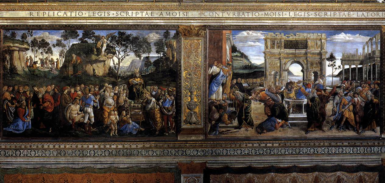 Scenes on the left wall by SIGNORELLI, Luca