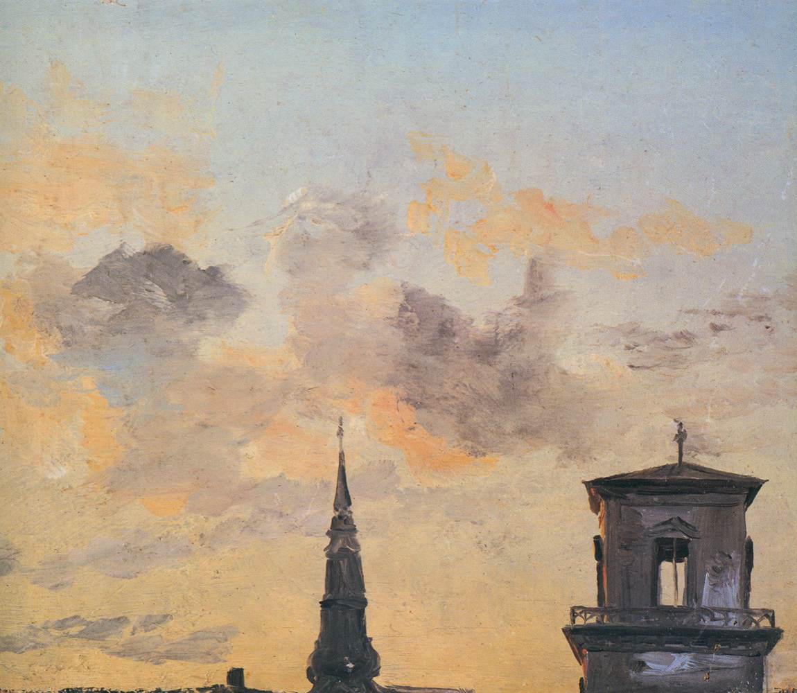 Two Belfries at Sunset, Copenhagen by DAHL, Johan Christian Clausen