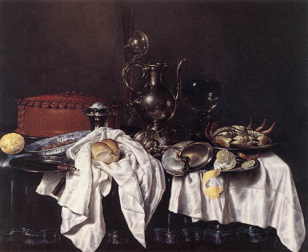 Still-Life with Pie, Silver Ewer and Crab by